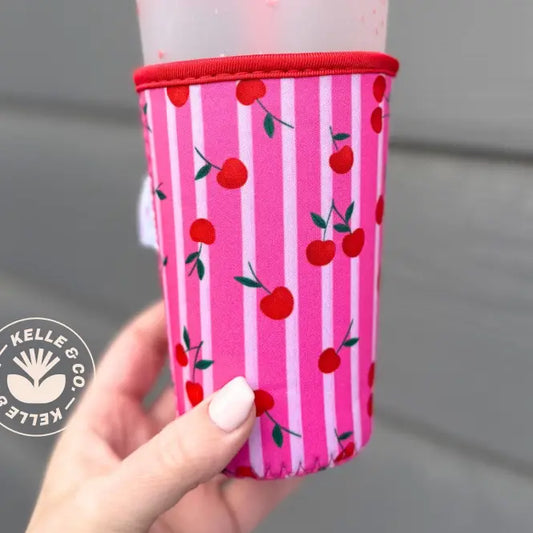 Cherry Stripes Reusable Coffee Sleeve | Cup Sleeve | Coffee