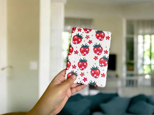 Disco Strawberries Kindle Case with Clear Back and Handle