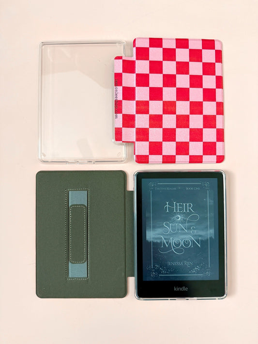 Pink and Red Checkered Kindle Case